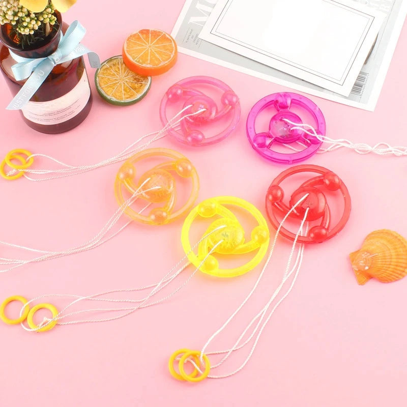 3/6/9pcs New Luminous Hand Pull Luminous Flashing Rope Flywheel Toy Led Light Toy Novelty Children Flywheel Flash Gyro Gift Toys