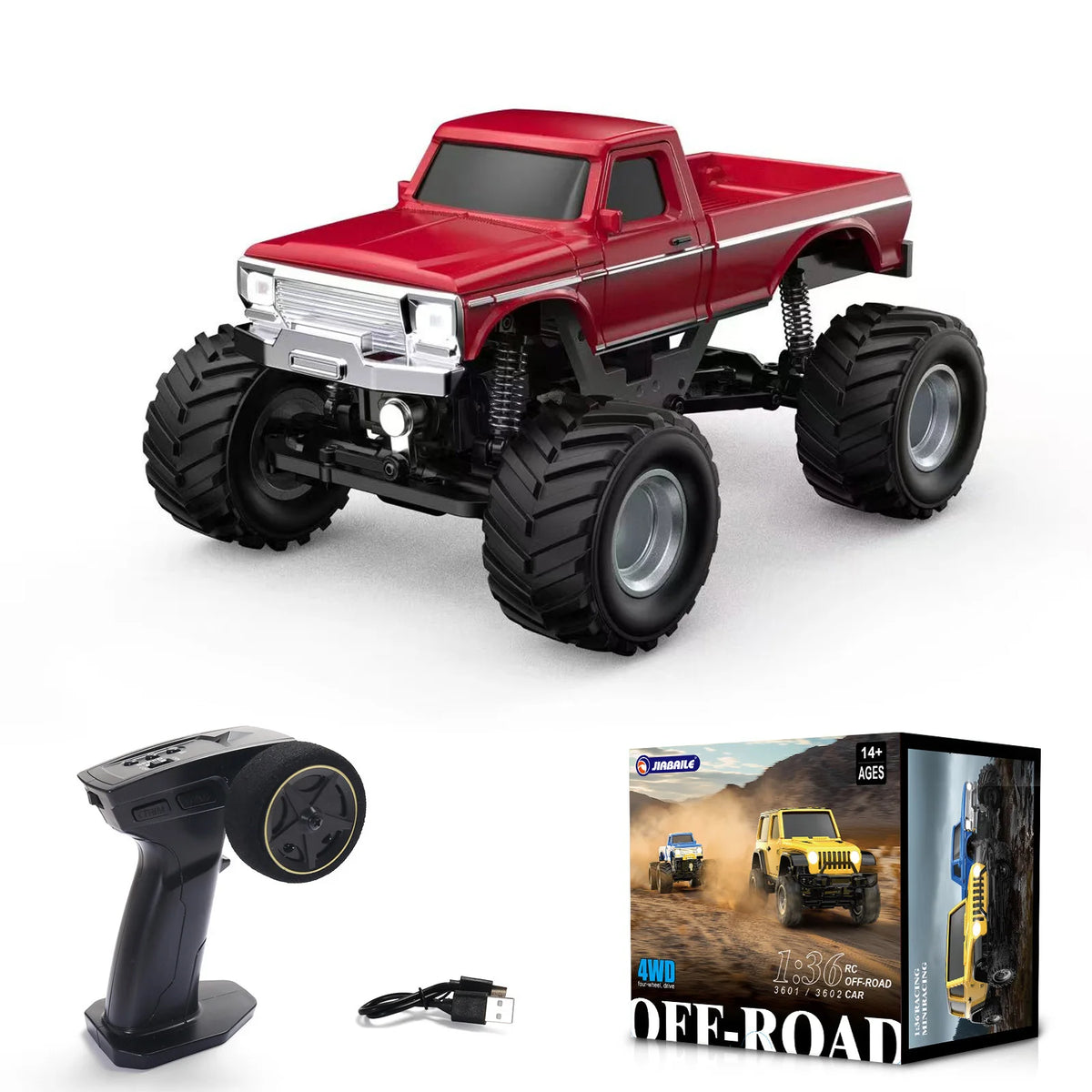 Mini RC Crawler Car 4WD Off-Road with Lights, Remote Control