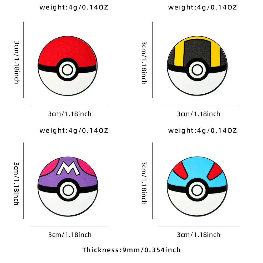 4pcs Poké Ball Enamel Pin Set Classic, Master, Ultra & Great Ball Brooch Badges for Fans, Cosplay & Daily Decoration