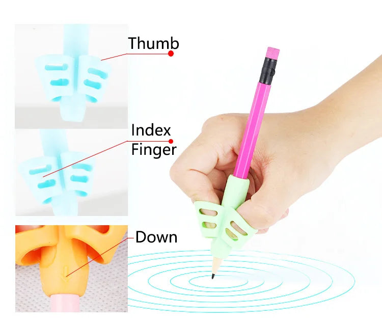 Pencil Grips for Kids – Soft Two-Finger Writing Grip 3-Pack
