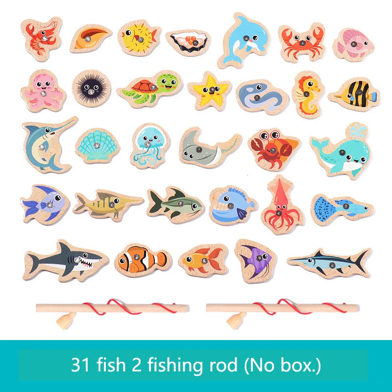 Wooden Magnetic Fishing Toy – Montessori Marine Learning Game