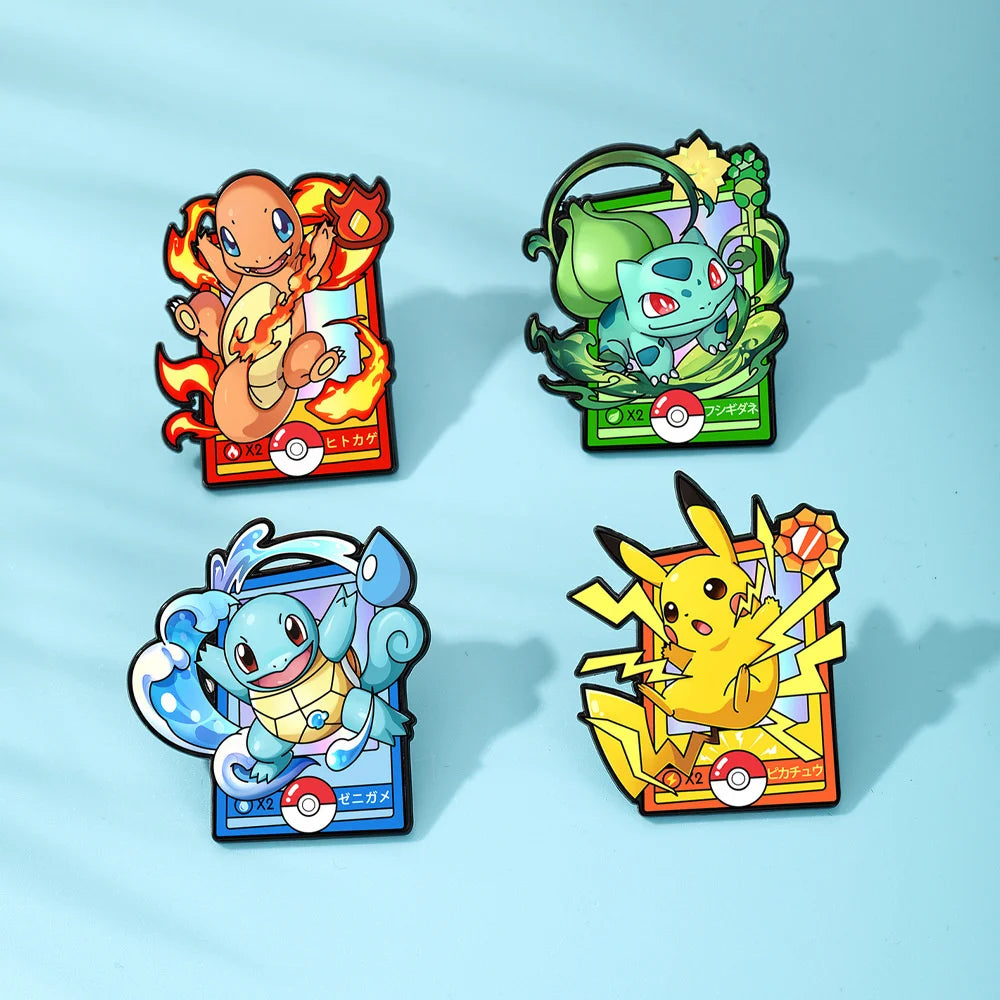 4pcs Cartoon Charmander Enamel Pins Metal Brooches Lapel Badges for Backpack Clothes Jewelry Accessory Gift for Friends
