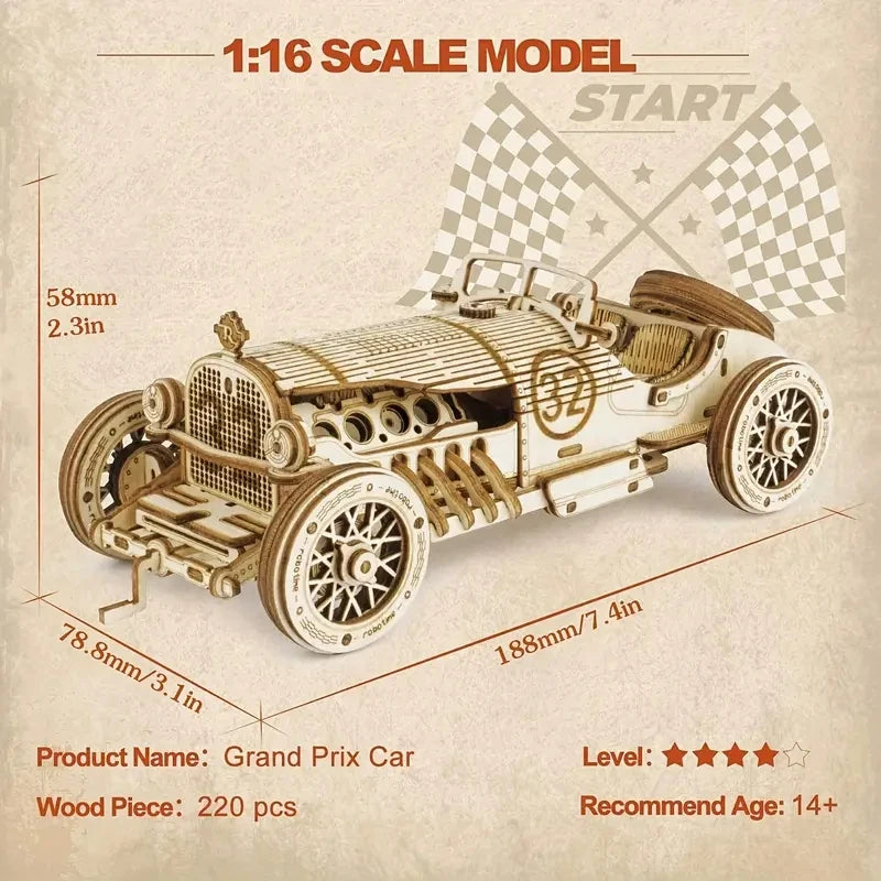 3D Wooden Puzzle – DIY Car Model Kit
