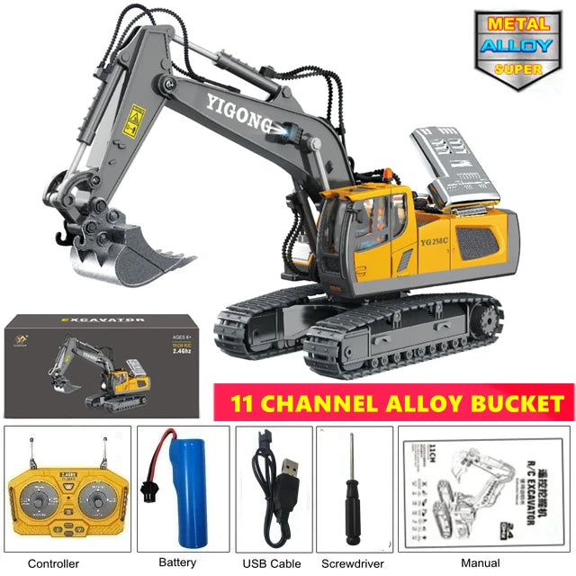 RC Excavator 4WD Construction Vehicle with Lights & Sound