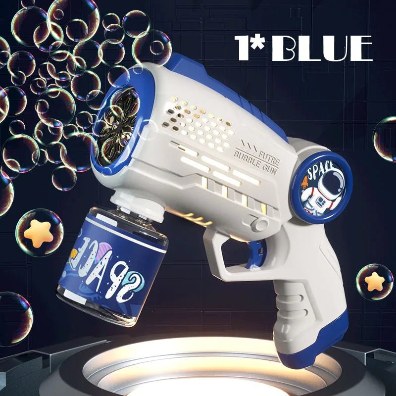 Electric Space Soap Bubble Gun Automatic Bubble Machine Maker Lights Astronaut Outdoor Games Park Toys for Kids Children's Gift