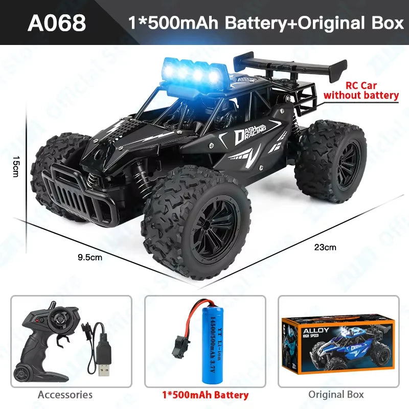 Off-Road RC Car 2WD 1:16 with LED Lights, 2.4GHz Remote Control
