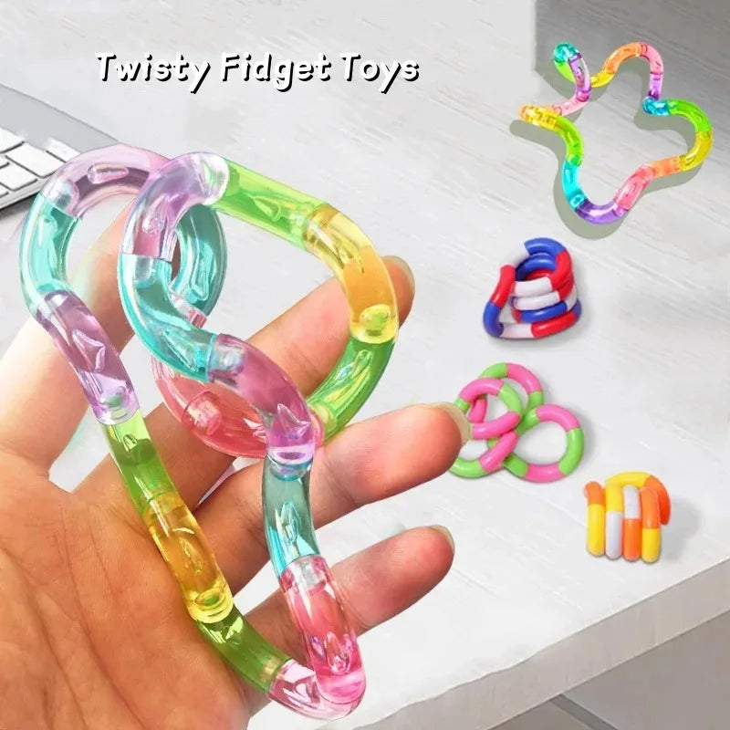 Twisting Rope Fidget Toy – Rainbow Knot Sensory Puzzle