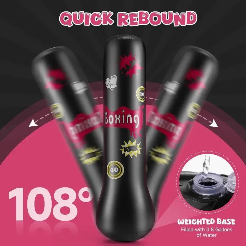 PVC thickened children's boxing column, inflatable for teenagers. Fitness punching bag that won't fall down. Add sand and water