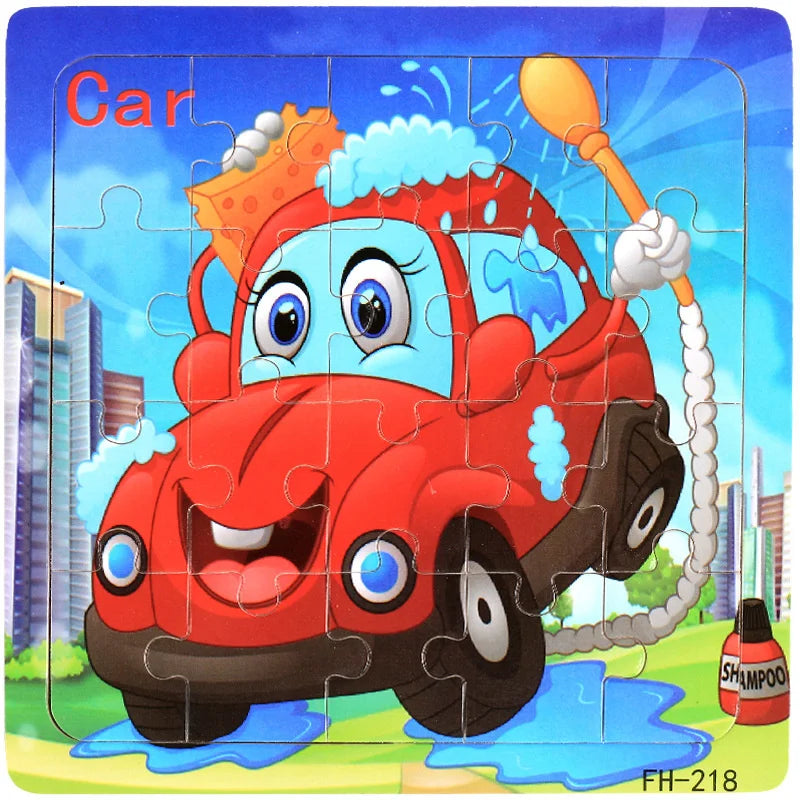 Wooden 3D Puzzle – Cartoon Animal Jigsaw Toy for Kids