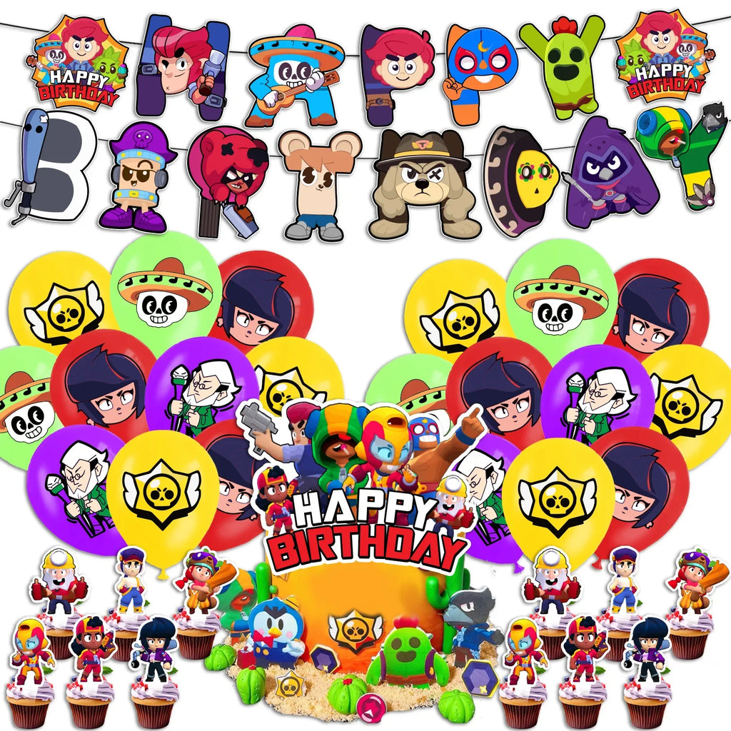 Birthday Party Decorations Set – Banner, Balloons & Cake Toppers