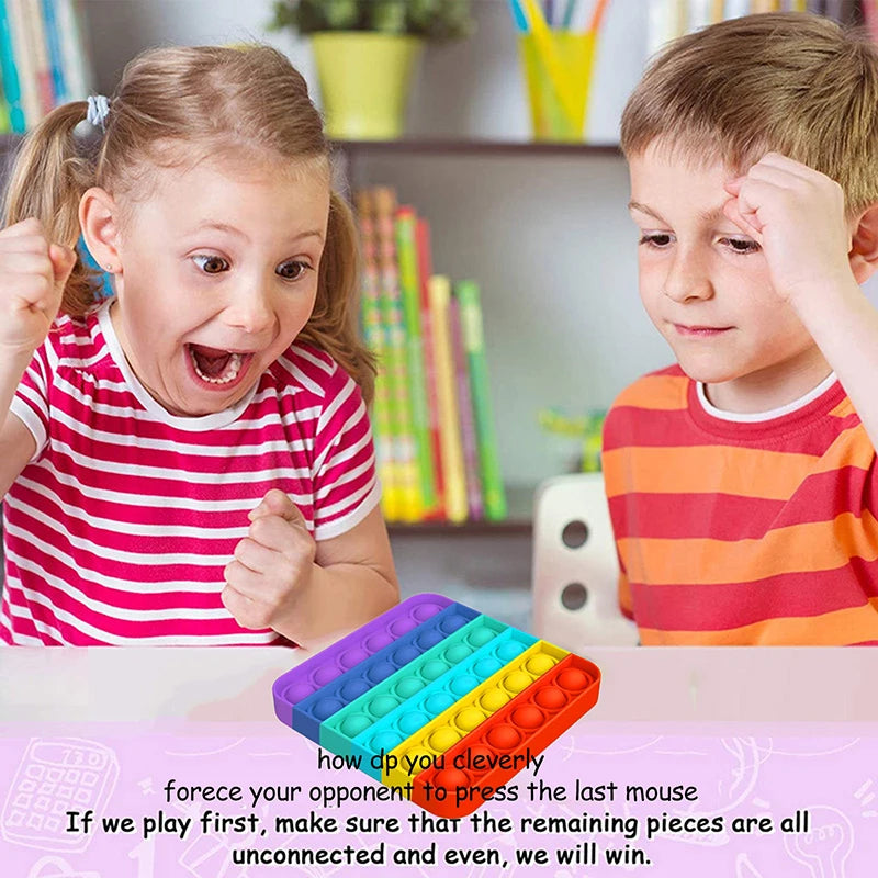 Push Pop Fidget Toy – Rainbow Bubble Sensory Stress Relief Game