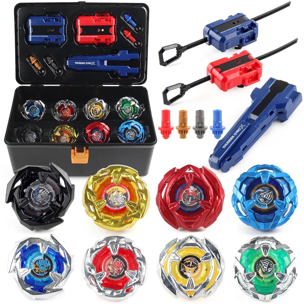 Bey X Spinning Toy Kit Gyro Metal Battle Tops with Launchers Organize Box Set Gift
