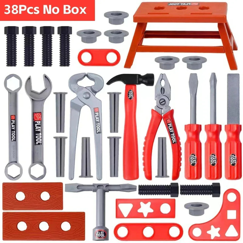 38/42 PCS Pretend Tools Kit Kids Play Repair Tool Set Plastic Construction Toys with Screwdrivers for Toddler Boys Girls Child