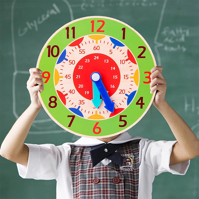 Wooden Learning Clock – Montessori Time Teaching Toy for Kids