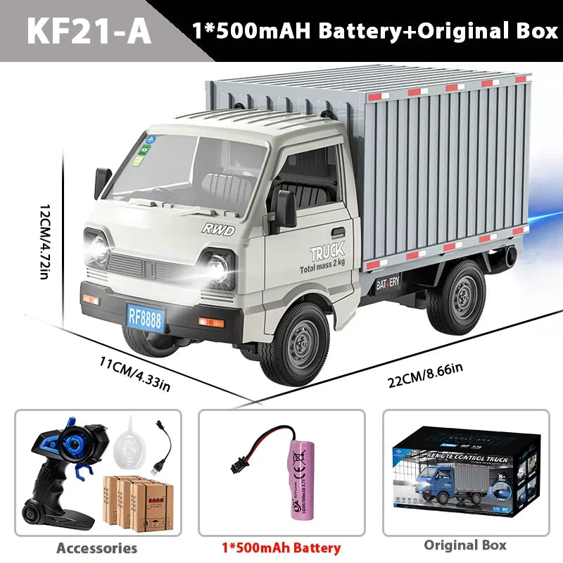 Mini Remote Control Truck 1:18 RC Cargo Van with LED Lights