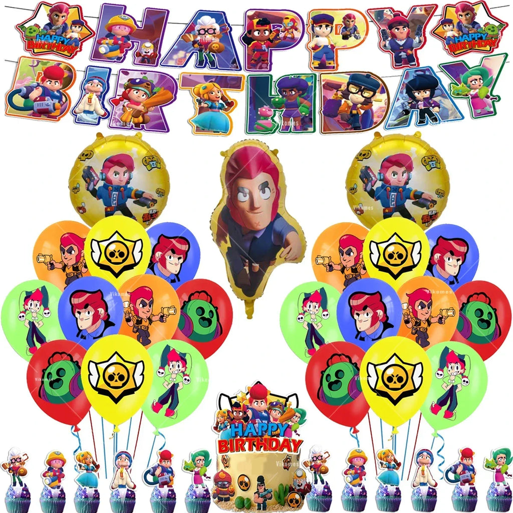 Birthday Party Decorations Set – Banner, Balloons & Cake Toppers