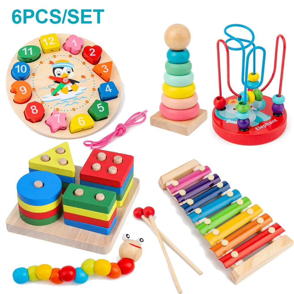 Wooden Montessori Puzzle – 3D Early Learning Toy for Kids