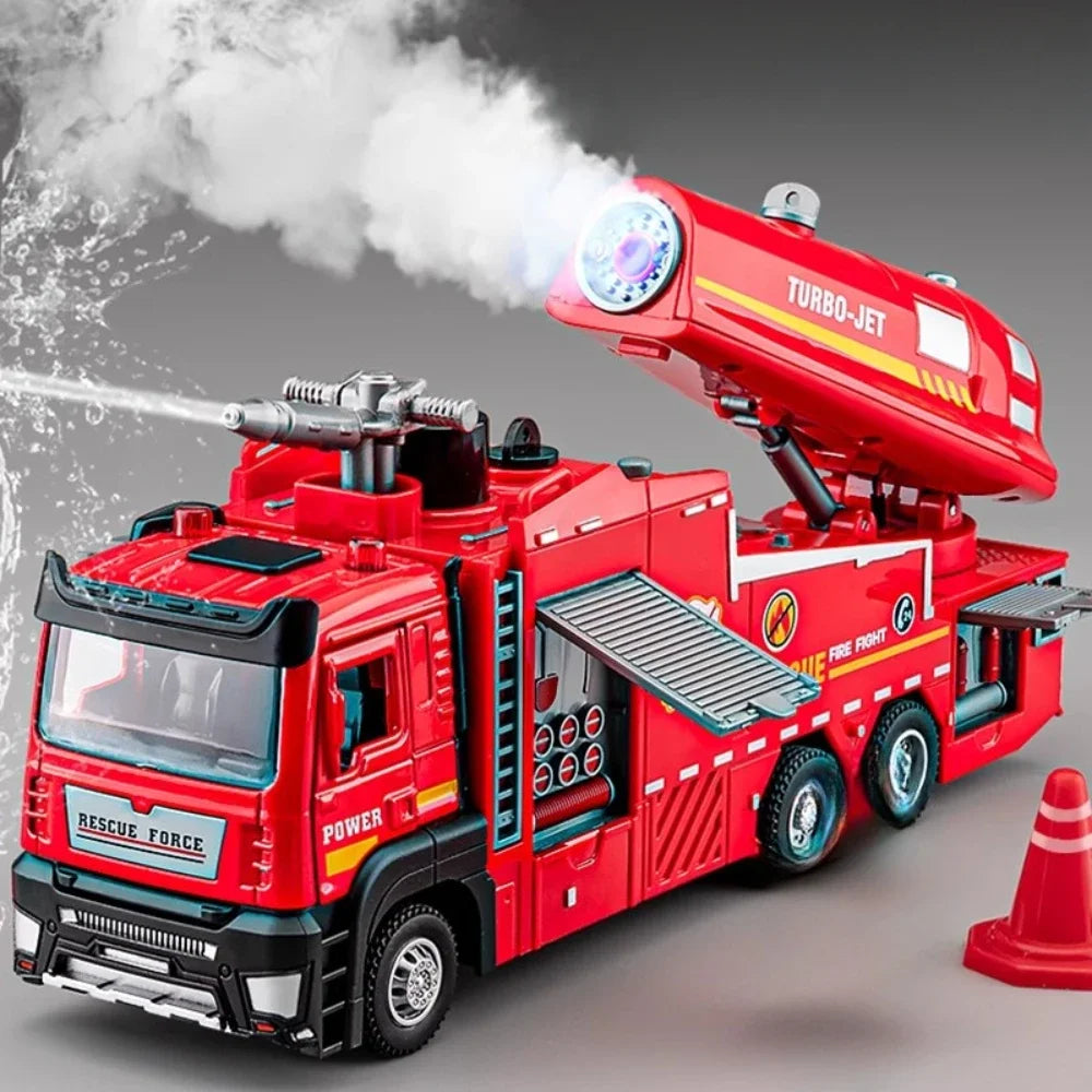 1:32 Fire Truck Toy – Diecast Ladder Model with Sound & Light