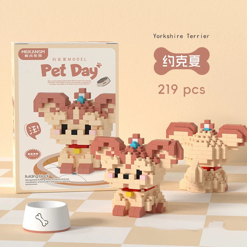 Mini Pet Building Blocks Dog & Cat Model Set