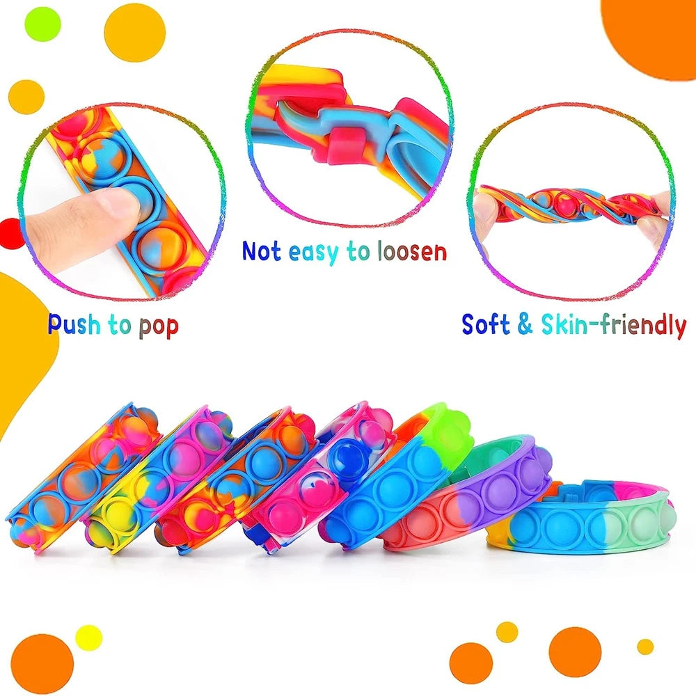 Pop Fidget Bracelet – 12PCS Push Pop Sensory Party Favors