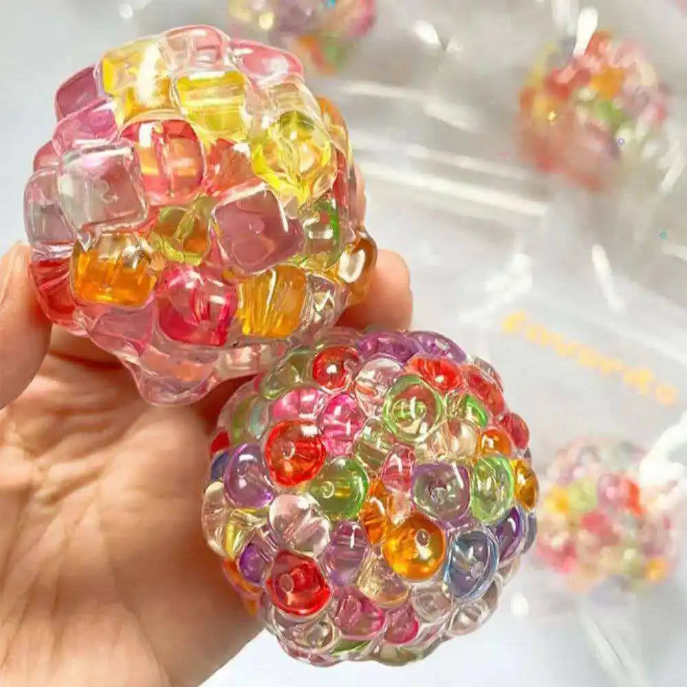 Ice Cube Fidget Toy – Colorful Bead Squishy Stress Relief Ball