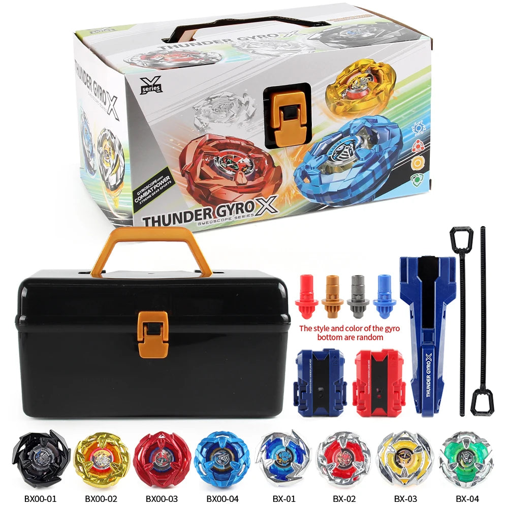Bey X Spinning Toy Kit Gyro Metal Battle Tops with Launchers Organize Box Set Gift