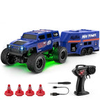 Mini RC Car 1:64 Off-Road Climbing Vehicle with Trailer