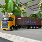 1/50 Simulation Large Truck Toy Car Model Alloy Diecast Transport Container Vehicle Car For Boy Gifts with Sound Light Pull Back