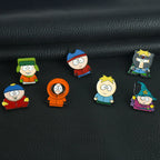 7Pcs/Set Cartoon TV Movie Cartman Figure Badges - Cute Lapel Pins for Backpacks, Clothes & Jewelry Accessories    （