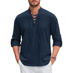 Men's Renaissance Shirt Pirate Medieval Viking top Cotton Linen Shirts Men Long Sleeved Halloween Costume