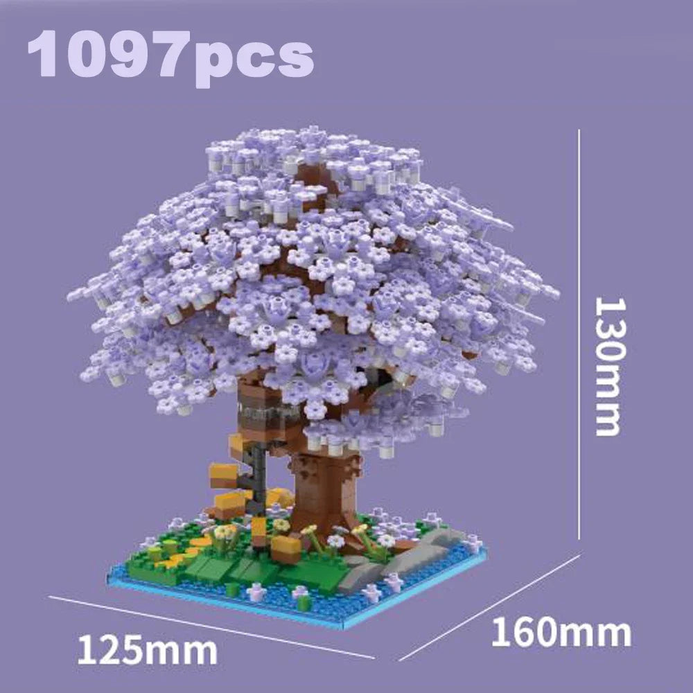 Cherry Blossom Building Blocks – Purple Tree House Model Set