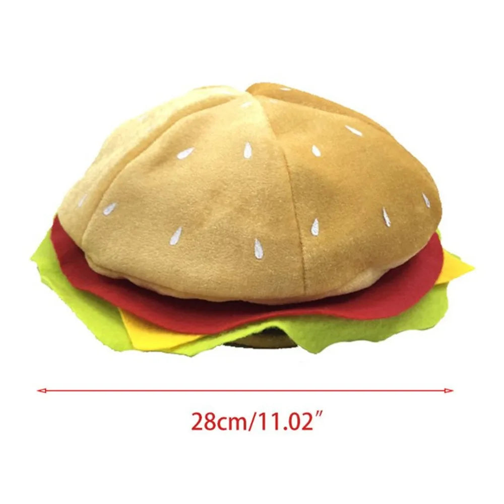 Creative Cheeseburger Shaped Fancy Hat Halloween Costume Hamburger Hat Cute Cospaly Party Food Beret Clothing Accessories