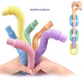 4 Pack Mini Pop Tube Sensory Fidget Toy Colorful Heavy-Duty  for Construction Building Educational Toys for Stress Autism ADHD