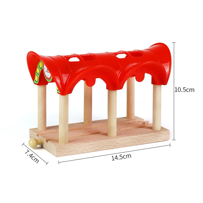 Wooden Train Track Toys Railway Rails Accessories Fit Thomas Train Road Connector Wood Railway Bridge Children Birthday Gifts