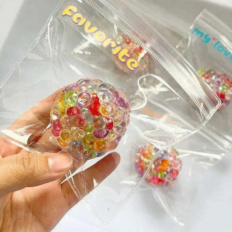 Ice Cube Fidget Toy – Colorful Bead Squishy Stress Relief Ball