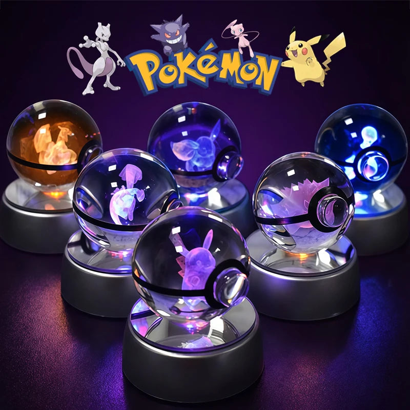 3D Crystal Ball Night Light Glass LED Collectible Lamp