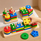 Wooden Shape Sorting Toy – Montessori Color Matching Puzzle
