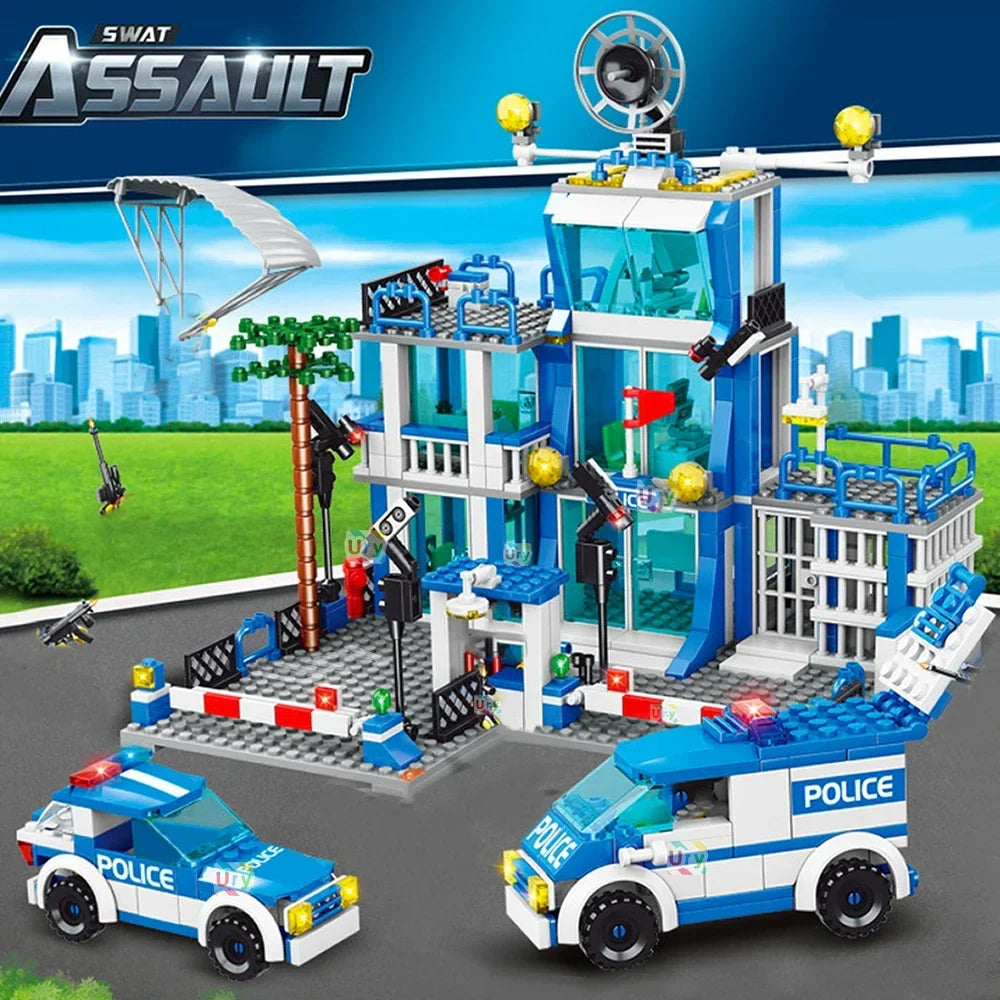 Police Station Building Set – City DIY Construction Model