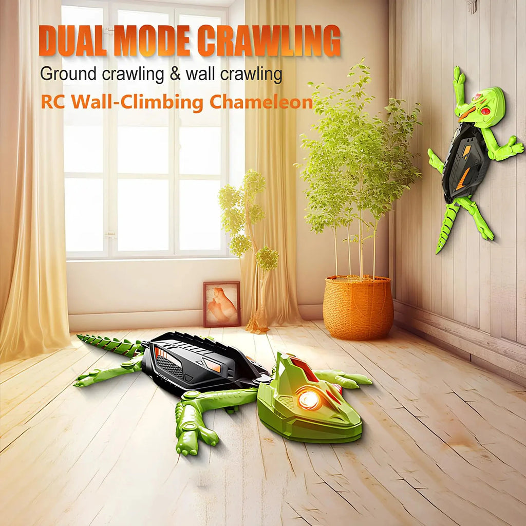 Wall Climbing RC Gecko Toy Rechargeable Remote Control Lizard with LED Eyes Dual Mode for Floor  Wall Gift for Kids Boys 3+