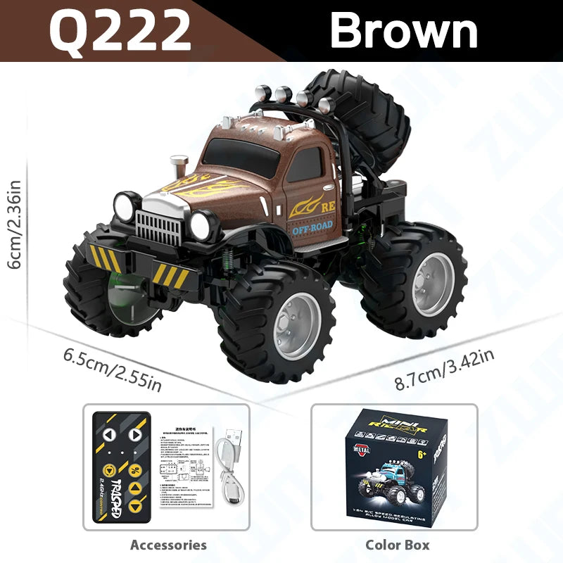 Mini RC Truck 1:64 with Trailer All-Terrain Remote Control