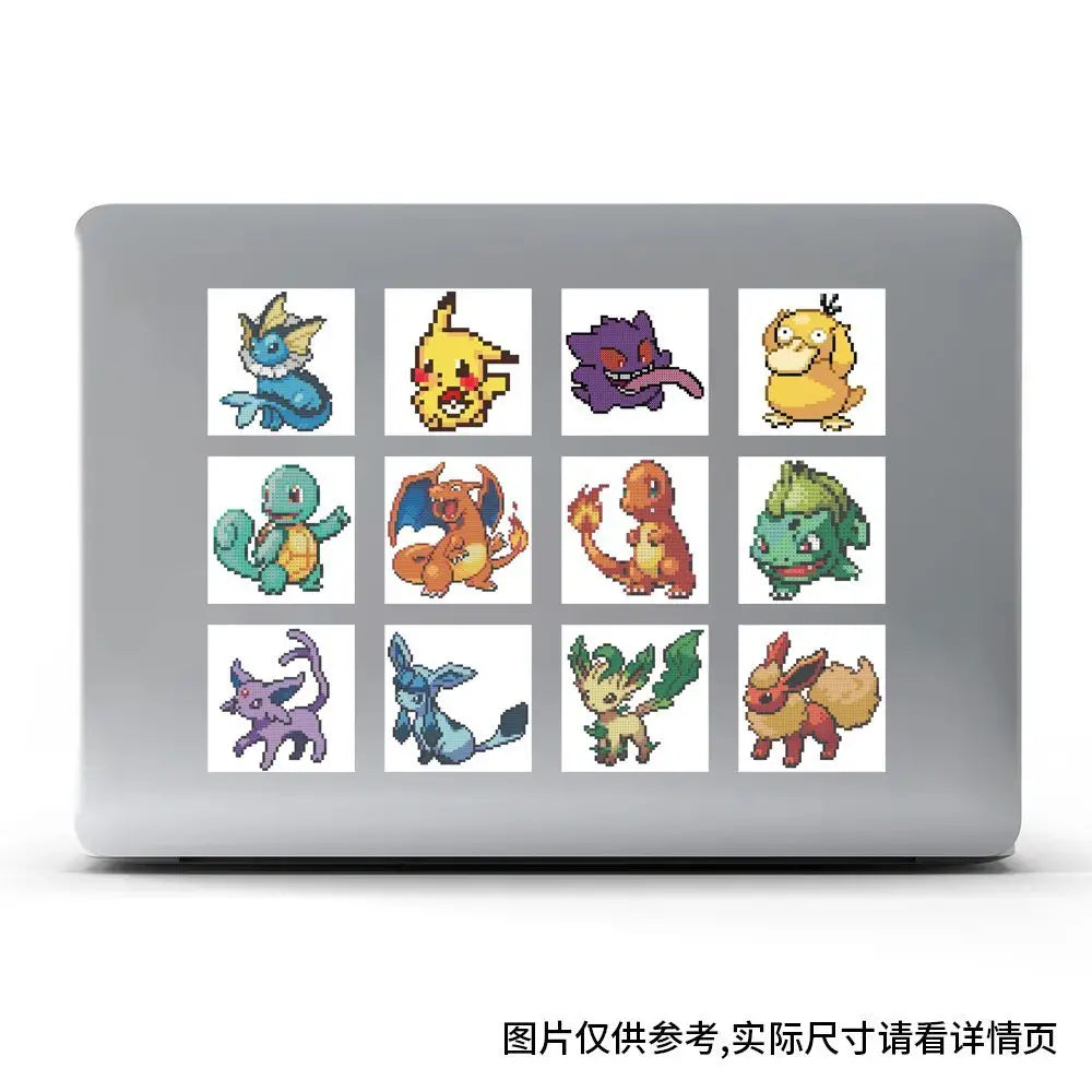 500pcs/Roll Cute Pixel Pokemon Pikachu Cartoon Anime Sealing Stickers DIY Laptop Decals Decoration Stiker Reward Gift Toys