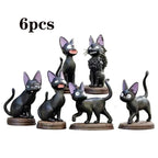 6pcs/set Cartoon Black Cat Jiji Gigi Figure PVC Action Toy Doll Model Set Black Cat Hayao Miyazaki Figure Toy kids birthday gift