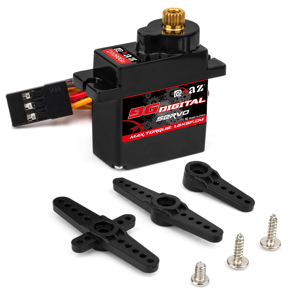 RCXAZ 9g Plastic/Iron/Copper Gear 1.6KG Digital Servo for RC Fixed-Wing Airplane Robot Car Boat Duct Plane Small Servo Motor