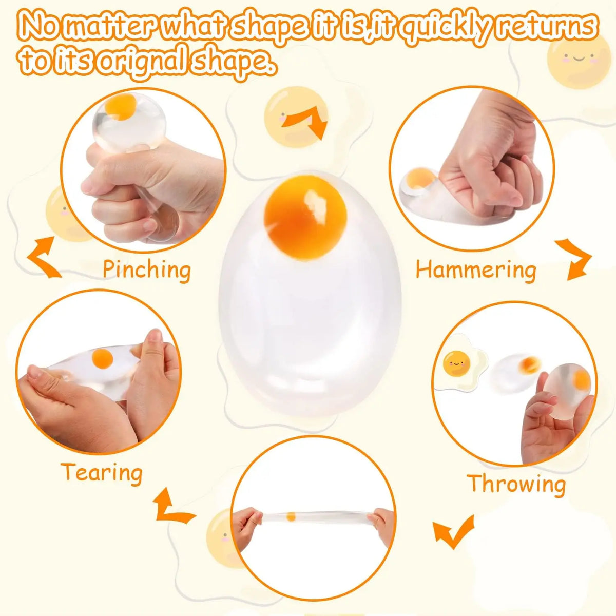 Egg Squishy Ball – Clear Squeeze Sensory Stress Relief Toy