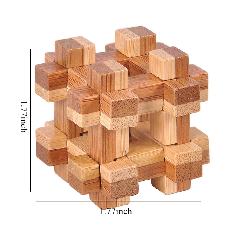 Wooden Brain Teaser Puzzle – 3D IQ Lock Montessori Game