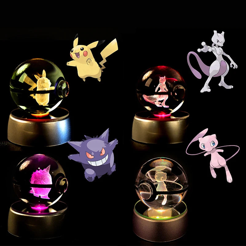 3D Crystal Ball Night Light Glass LED Collectible Lamp