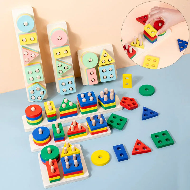 Wooden Shape Sorting Toy – Montessori Color Matching Puzzle