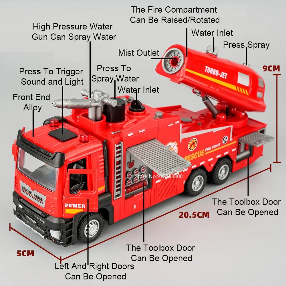 1:32 Fire Truck Toy – Diecast Ladder Model with Sound & Light