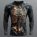 2025 Halloween Skeleton Print Long Sleeve T-Shirt for Men Gothic Trendy Streetwear Casual Tops Halloween Party Tees Fall Winter