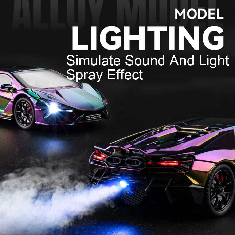 1:24 Diecast Sports Car Model – Sound & Light Pull Back Toy